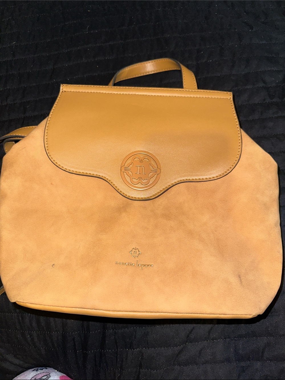 Nanette Lepore Tan Leather & Suede Backpack Purse
